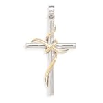 SAVE $3.04 - 14 Karat Gold Plate and Rhodium Plated Sterling Silver Cross Pendant $26.95