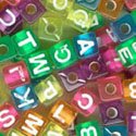 Plastic Alphabet Beads Transparent Colors 7mm Cubes (320pcs)