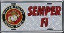 Semper Fi License Plate (US Marines) Diamond Plate Style