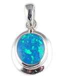 Morningflower Oval Blue Opal Pendant