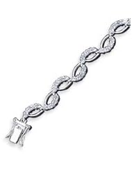 Sterling Silver Fancy CZ Bracelet - 7.5 Inch