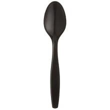 Dixie PTH53C Heavy Weight Polypropylene Teaspoon, Individually Wrapped, 6" Length, Black (Case of 1,000)