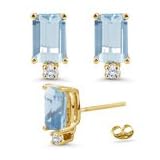 0.06 Ct Diamond and 4.00 Ct Aquamarine Earrings in 18K Yellow Gold
