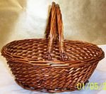 Small Willow Stained Woven Basket with Handles