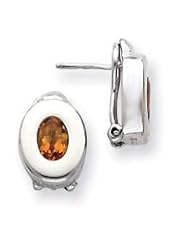 Sterling Silver Citrine Oval Earrings QE2857"