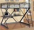 Powell 354-117 Z-Bedroom Full Size Loft Study Bunk Bed - Textured Black with Silver Trim &amp; Pulls
