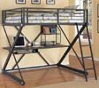 Powell 354-117 Z-Bedroom Full Size Loft Study Bunk Bed - Textured Black with Silver Trim &amp; Pulls