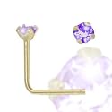 Jewelco London 9ct Yellow gold Violet cubic zirconia claw-set Nose Stud