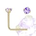 Jewelco London 9ct Yellow gold Violet cubic zirconia claw-set Nose Stud
