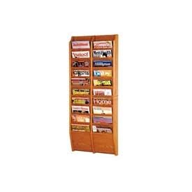 20 Pocket Oak Wall Rack Medium Oak