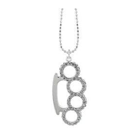 SMALL BRASS KNUCKLE NECKLACE ON SHORTBEAD 18 IN. CHAIN