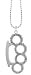 SMALL BRASS KNUCKLE NECKLACE ON SHORTBEAD 18 IN. CHAIN - Silver w/ Rhinestones