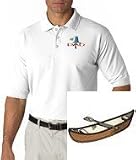 Mens Polo Shirt With Embroidered Image Of Canoe Mens Polo Shirt With Embroidered Image Of Canoe