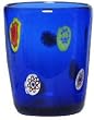 Hand Blown Blue Candy Old Fashion Glass 4.25"H Set /4