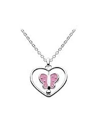 12-14 Inches Silver Spinning Enameled Butterfly Heart Girls Necklace