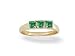 14K Yellow Gold Genuine Square Emerald 3-Stone Ring