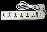 220V/240V AC Universal Surge Protector / Power Strip with 6 Universal Outlets. 50/60HZ - 450 Joules. CE Certified