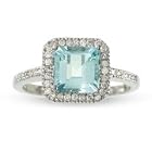 Gordon's Jewelers Square Aquamarine Ring in 14K White Gold with Diamond... by