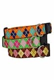 FAB DOG ARGYLE COLLAR MEDIUM ORANGE & BLUE