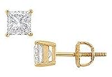 14K Yellow Gold : Princess Cut Diamond Stud Earrings â? 1.50 CT. TW.