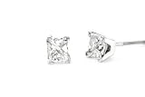 14K White Gold 0.25 Ct Princess Diamond Stud Earring