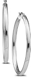 14K White Gold 40mm Polished Hoop Earrings