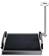 Electronic wheelchair scale with extremely flat step-on surface and ramp, collapsible and mobile