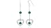 Round Genuine Aventurine Bead Dangling Heart Earrings Sterling Silver