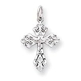 10k White Gold Diamond-Cut Cross Charm
