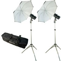 Adorama Budget Studio Monolight Flash Kit #1 with 2 100 watt Second Flashes, Light Stands, Umbrellas and Softex Carry Case.