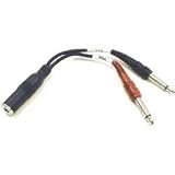 HOSA STEREO 1/4 PHONE (F) - TWO MONO (1-TIP AND 1-RING) 1/4 PHONE (M), 6 in.