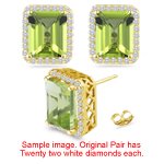 0.33 Ct Diamond & 4.50 Cts Peridot Stud Earrings in 18K Yellow Gold
