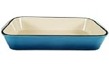 PayLess Enamel Cast Iron Two Tone Blue Rectangular Roasting Dish 13 3/4-Inch