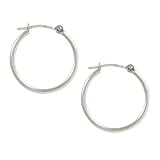 14K Earrings White Gold Hoop