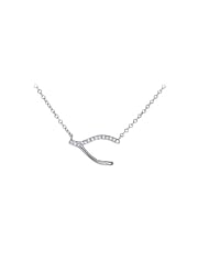 Sterling Silver 16" Half CZ Wishbone Necklace