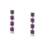 14KT White Gold Amethyst Drop Earrings .75CTTW