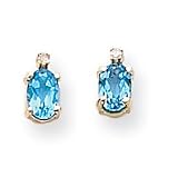14k Diamond & Blue Topaz Birthstone Earrings XBE179