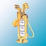 24K Gold Plated Golf Bag Free Standing - Clear - Swarovski Crystal