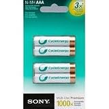 Sony Cycle Energy AAA Nickel Metal Hydride (NiMH), 800mAh Rechargeable Batteries - 4 Pack