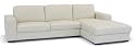 Contemporary Design Cream Leather Sofa with Chaise