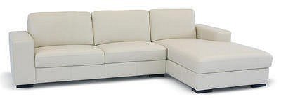 Contemporary Design Cream Leather Sofa with Chaise