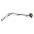 Solid 14KT White Gold 1.5mm Genuine Emerald L-Shaped Nose Ring - 18 Gauge