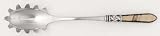 Vietri Aladdin-Pearlized Taupe(Antique Lattice) Pasta Server with Stainless Bowl, Sterling Silver