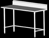 John Boos SS Work Table, 6 inch Backsplash, Galvanized Bracing & Legs, 120 inchW x 36 inchD, 6 Legs