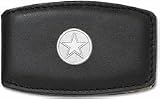 Dallas Cowboys 5/8" Sterling Silver Star on Black Leather Money Clip