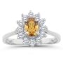 0.72 Cts Diamond & 4.01 Cts Citrine Ring in Platinum
