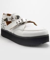 Qupid Tiki-05 Spiked Strappy Cut Out Flatform Creeper WHITE (8)
