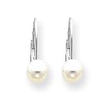 14k White Gold 6mm Pearl Leverback Earrings