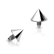 Grade 23 Solid Titanium Internally Threaded Spike Dermal Top - 4x4mm - 16 Gauge Thread Requirements (1.2mm Threading) - Sold as a Pair