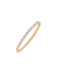Pink Sapphire and Diamond Eternity Bangle 14K Yellow Gold - 5.00 CT TGW